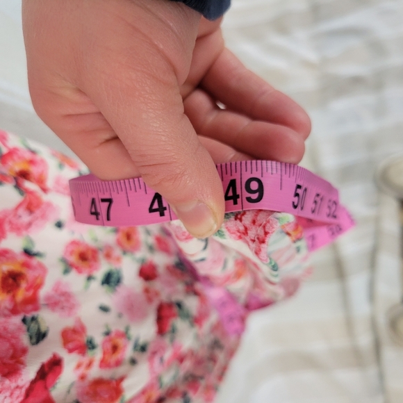 Old Navy Puff-Sleeve V-Neck Crepe Midi Dress Floral Pink Red Size Small - Picture 6 of 10